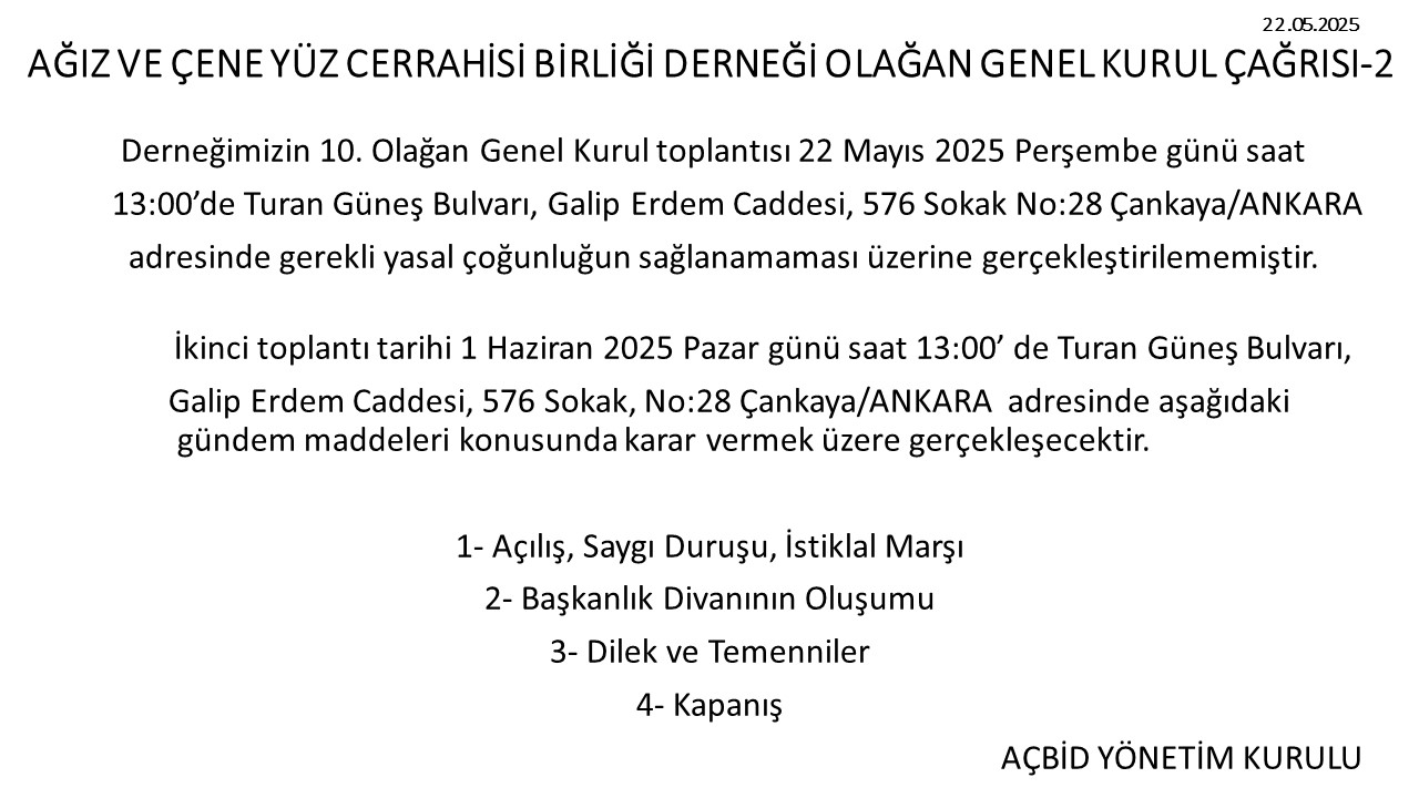 AÇBİD 10. OLAĞAN GENEL KURUL TOPLANTI DUYURUSU - 2